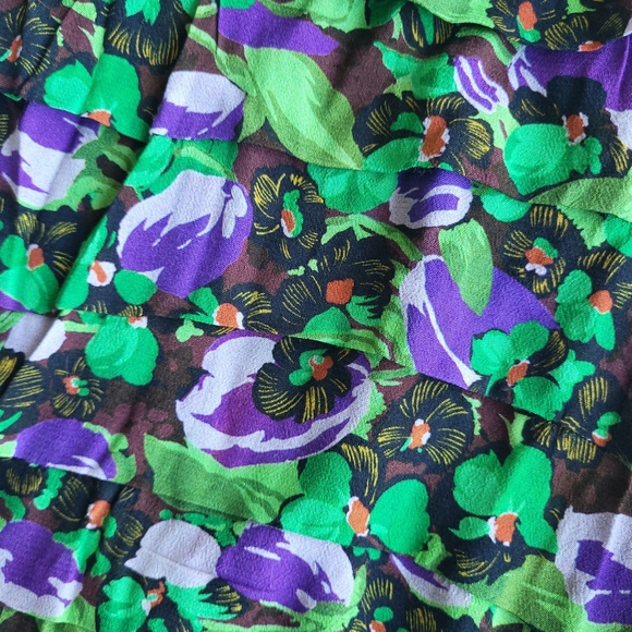 Zara Black and Green Floral Ruffled Layered Mini Skirt Ladies M - Picture 10 of 12